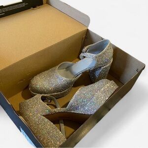3.1 Phillip Lim Silver Glitter Platform Heels